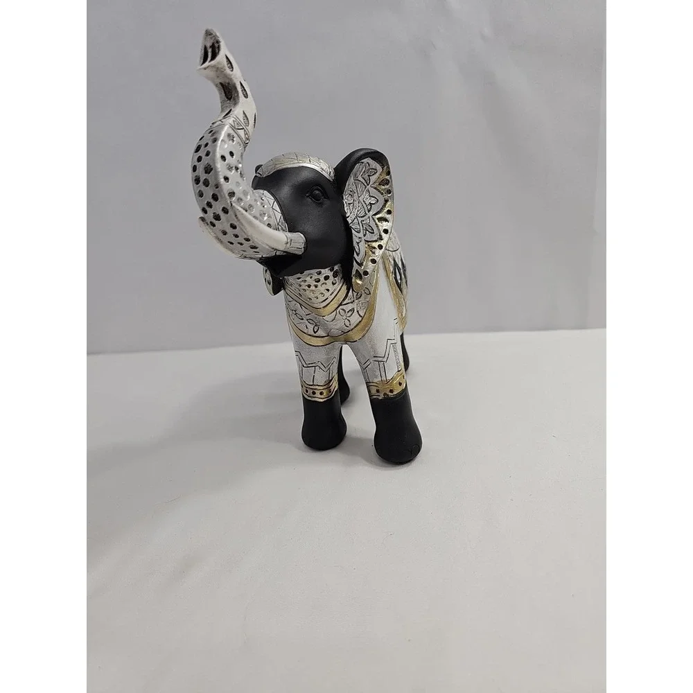 Elephant Raised Trunk Figurine Embellished with Mirrors And Beautiful Designs